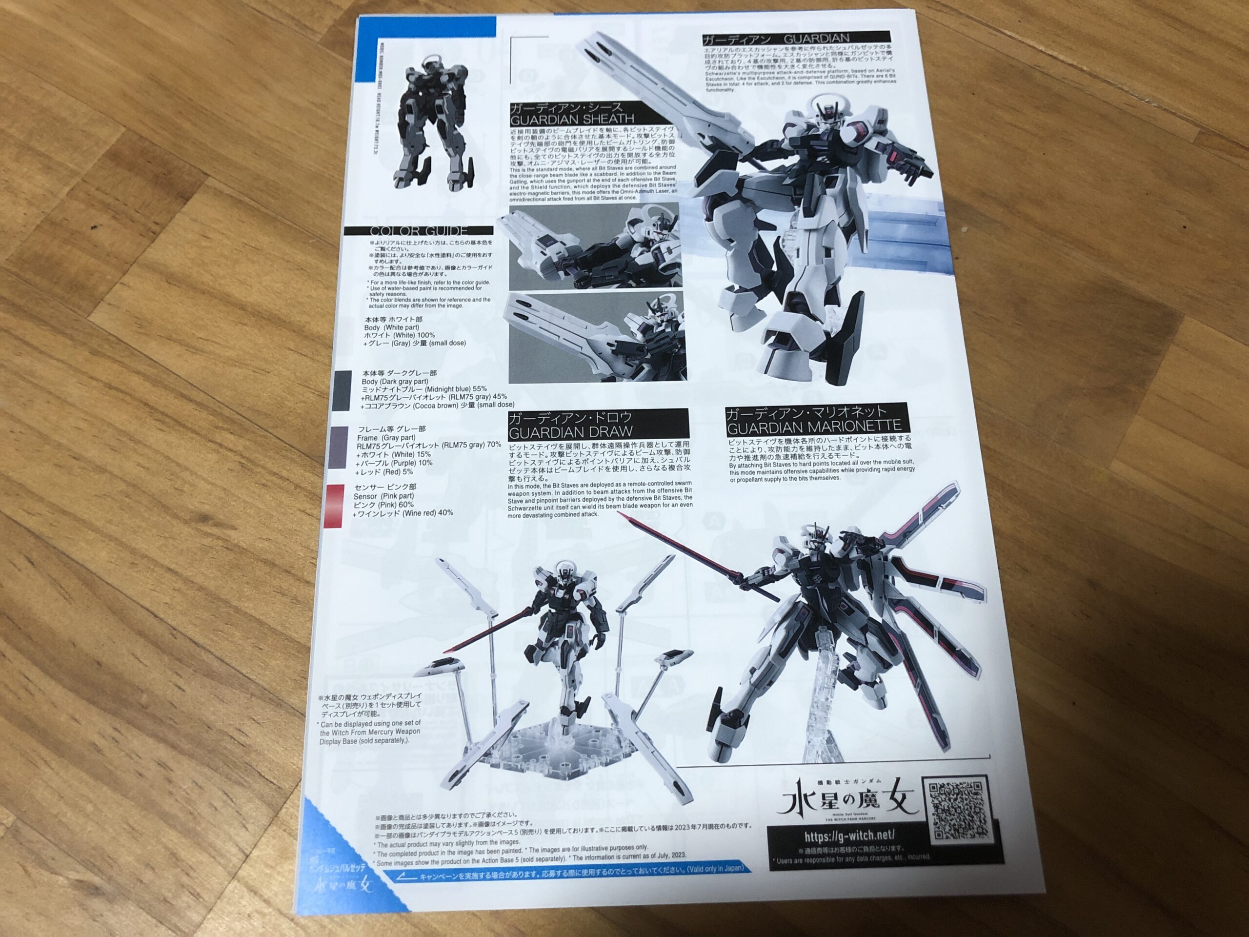 HGガンダムシュバルゼッテ説明書裏