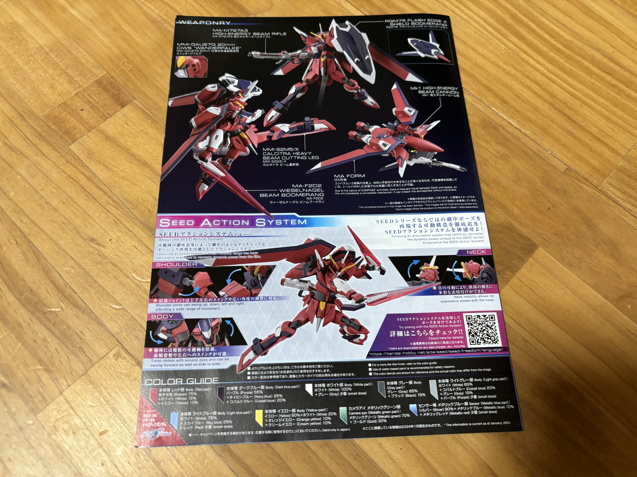 HGイモータルジャスティス説明書裏